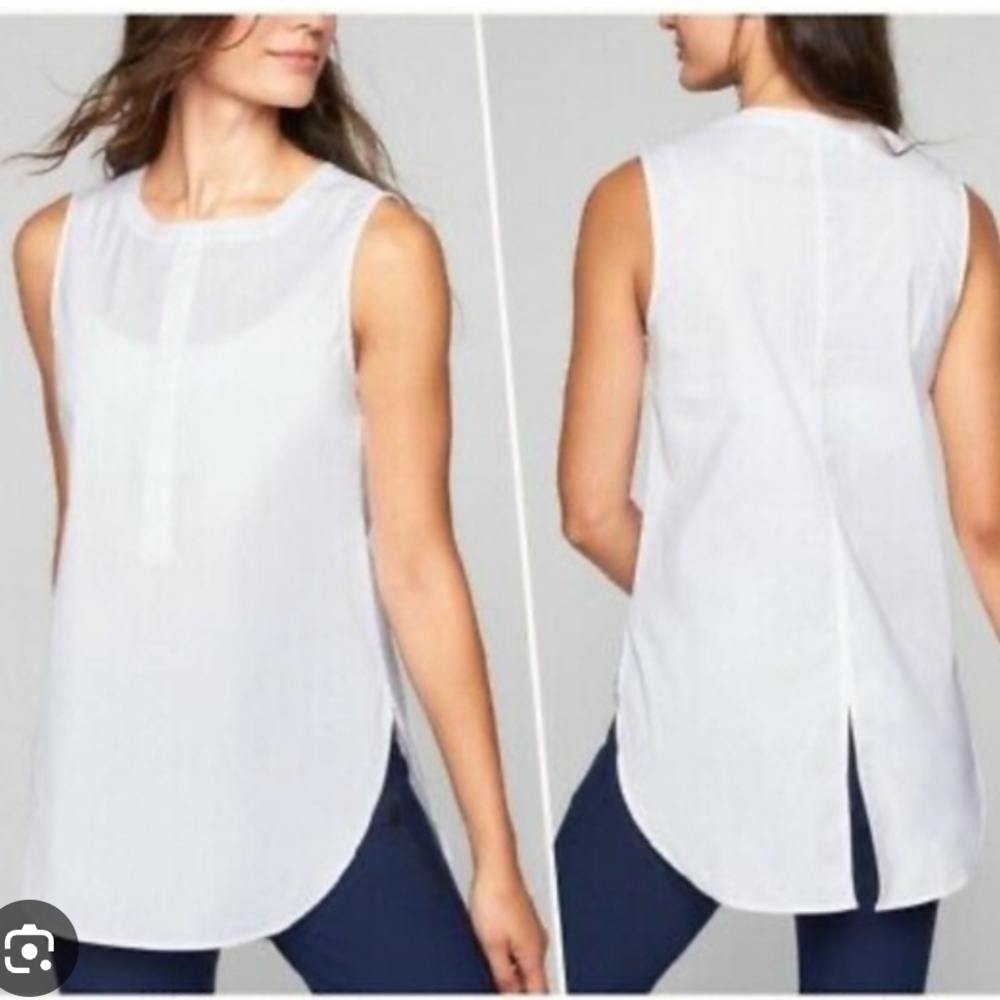 Athleta Women's Long & Lean Popover White Tank Sleeveless Soft Stretch M